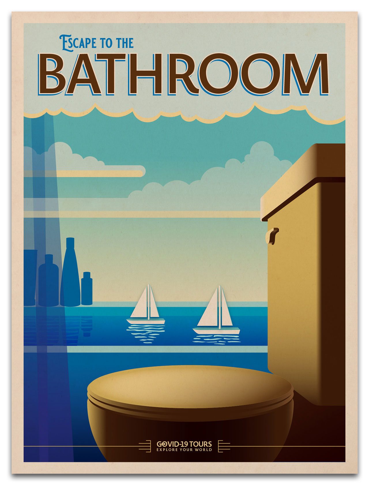 Bathroom Quarantine Travel Poster